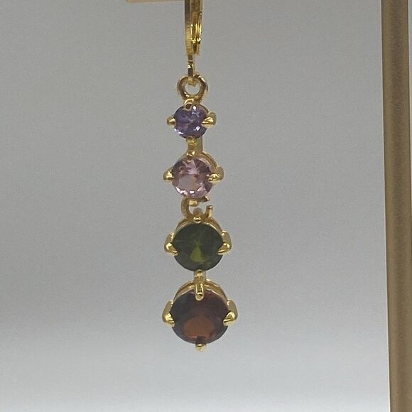 ✨Elegant Gold Plated Colored Simulated Gemstones Drop Earrings ✨ - Picture 5 of 15